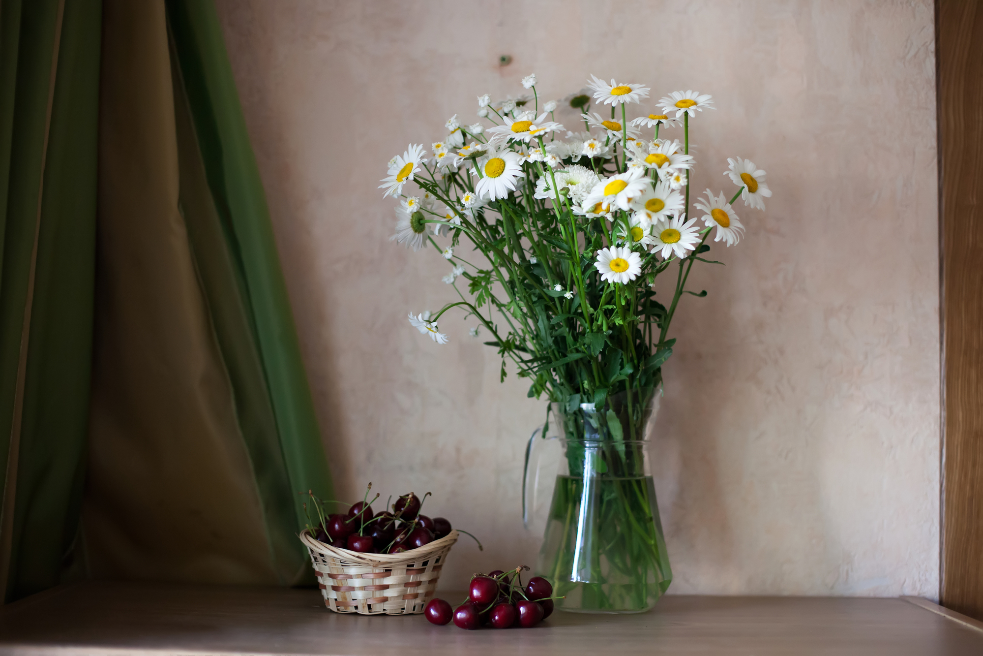 Still life with bouquet of daisies stock photo