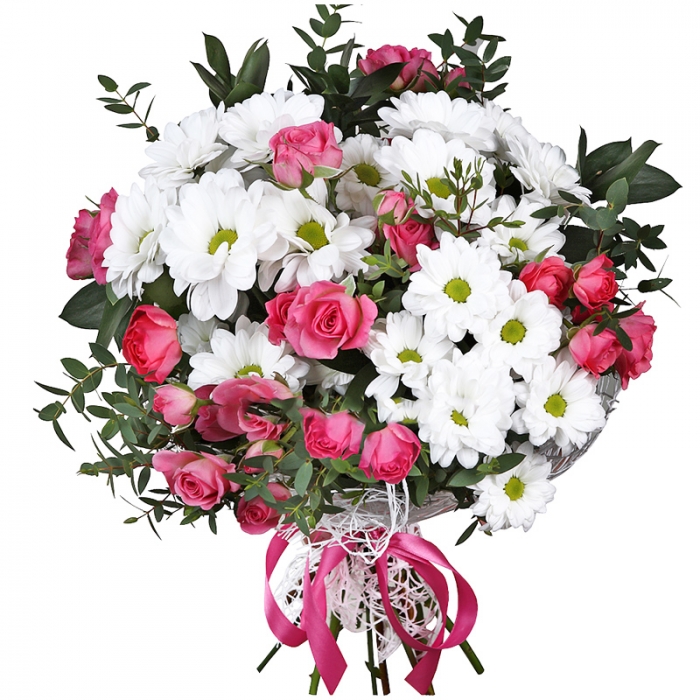 Букет из 3 роз и 2 хризантем   подборка фото (12)