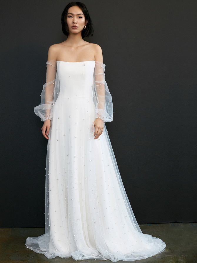 Модные свадебные платья с рукавами 2020-2021 8