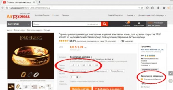 Размеры колец на Алиэкспресс