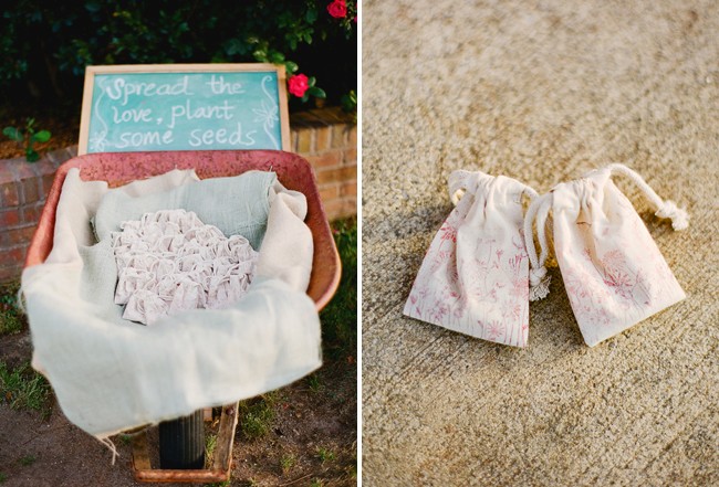 seed wedding favors in drawstring bag