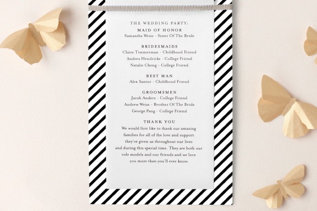wedding program example from Minted