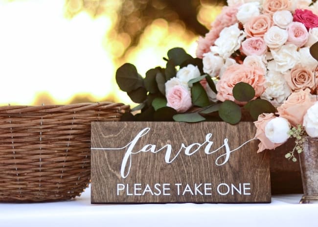 wood wedding favor sign
