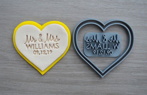 Heart Wedding Custom Cookie Cutter Set