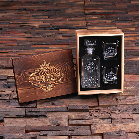 Engraved Etched Whiskey Decanter