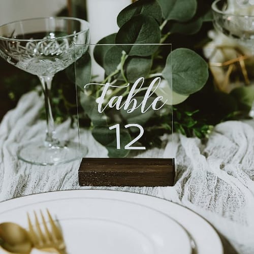Acrylic Wedding Table Numbers with Stands
