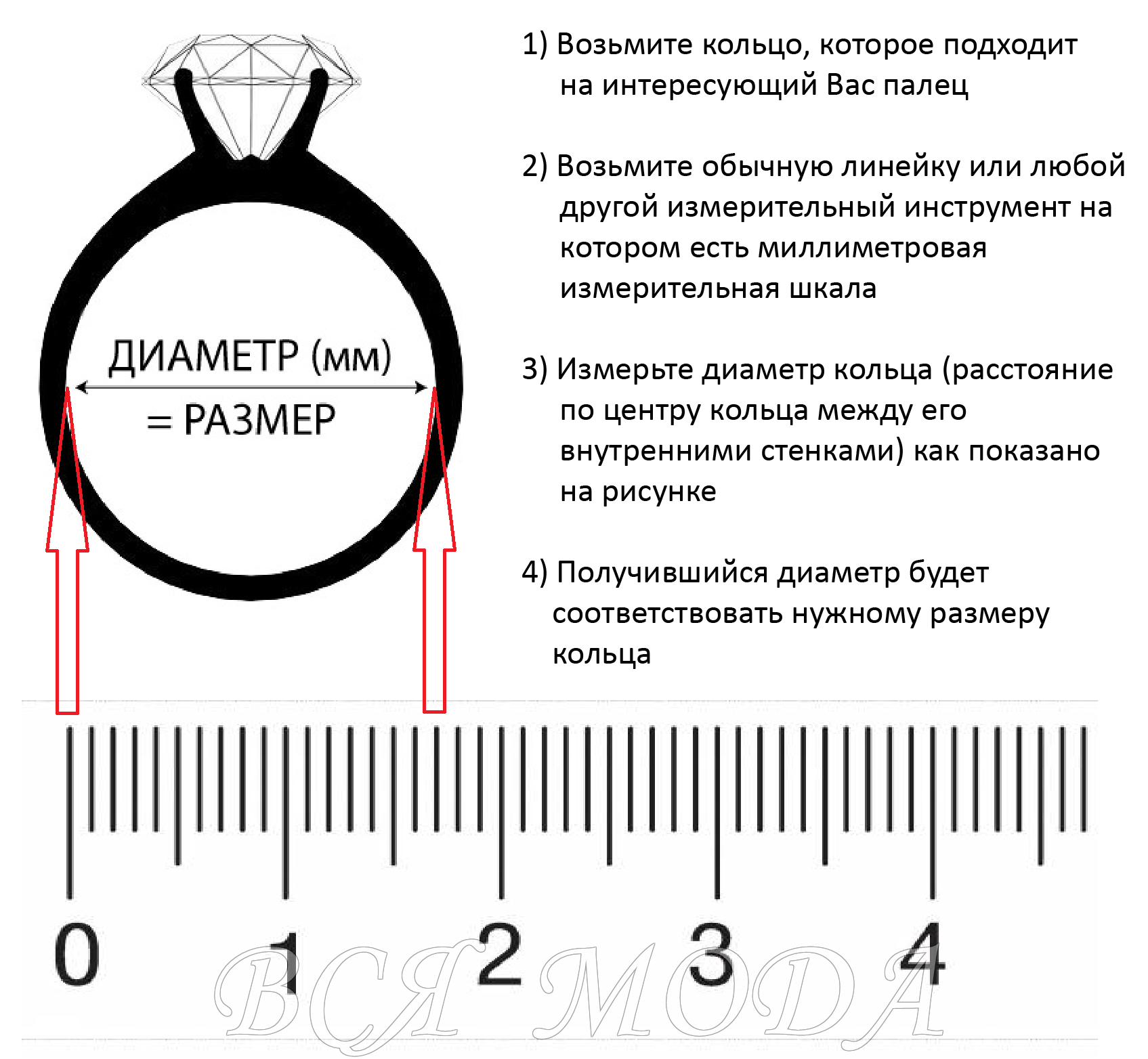 Измерить диаметр кольца