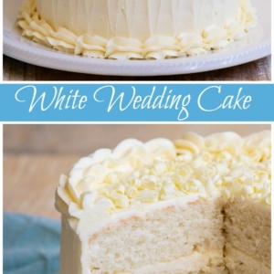 White Wedding Cake Pinterest collage for white wedding cake
