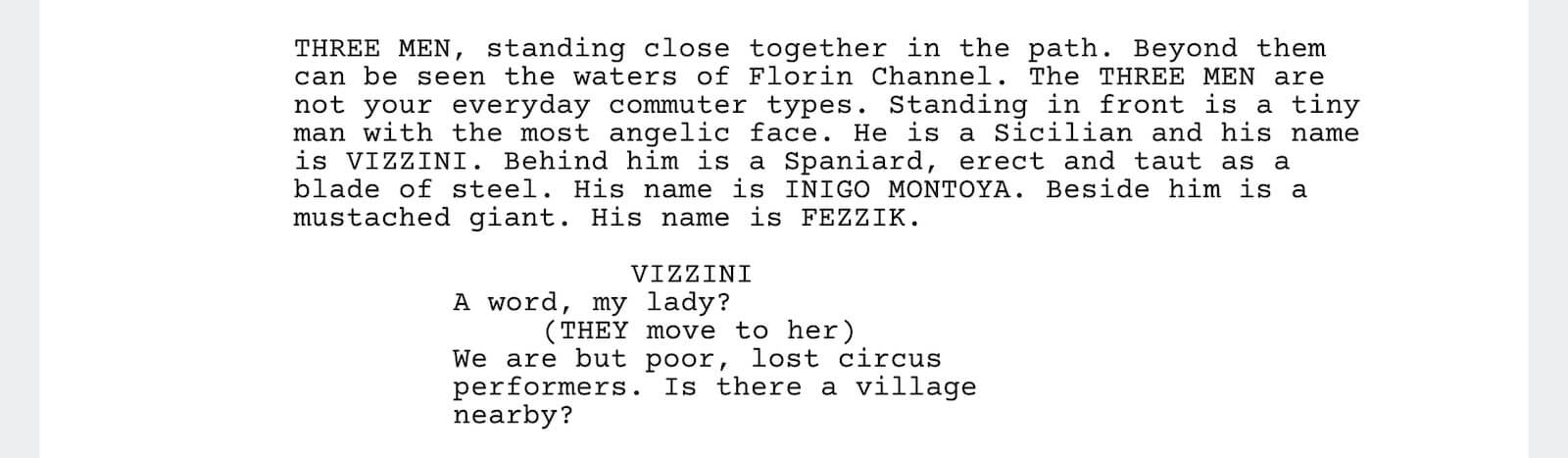 The Princess Bride Script - Characters - StudioBinder The Princess Bride Script - Characters - StudioBinder