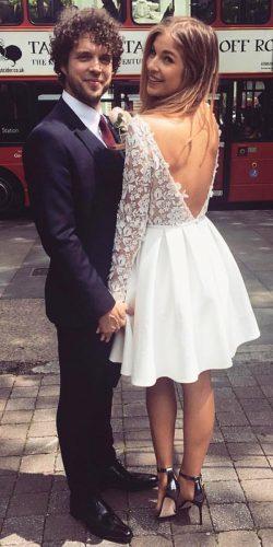 long sleeve short bridal gowns wedding dresses 2