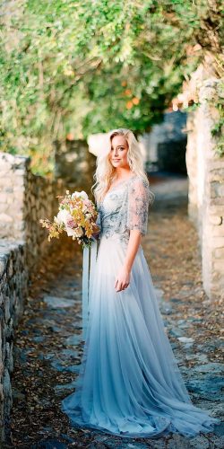 straight heavily embroidered bodice with sleeves blue wedding dresses natalie wynn