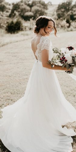 simple wedding dresses a line with cap sleeves lace top truvelle bridal