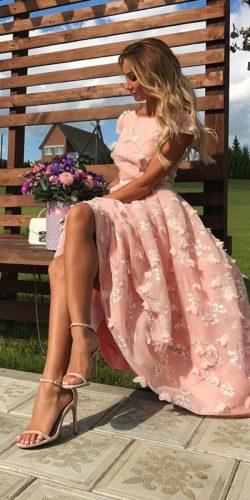 wedding guest dresses long with cap sleeves pink for spring elisabettafranchi