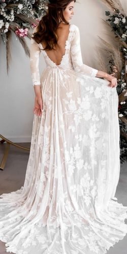 rustic wedding dresses a line open back with long sleeves country wearyourlovexo