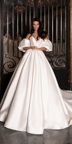  best wedding dresses ball gown simple with puff sleeves wona