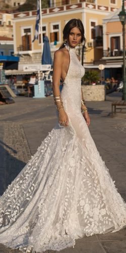 best wedding dresses halter neckine floral appliques beach lian rokman