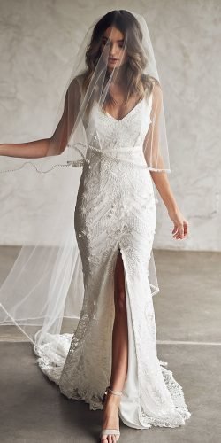 best wedding dresses trumpet lace with slit anna campbell