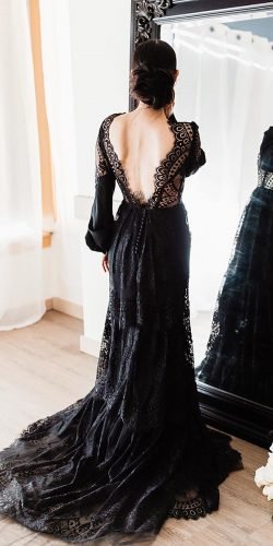 gothic wedding dresses a line with long sleees v back lace alicialuciaphotos