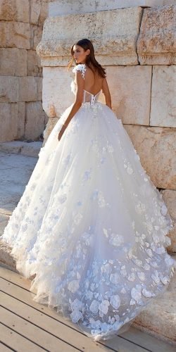 ball gown wedding dresses open back with cap sleeves train floral pnina tornai