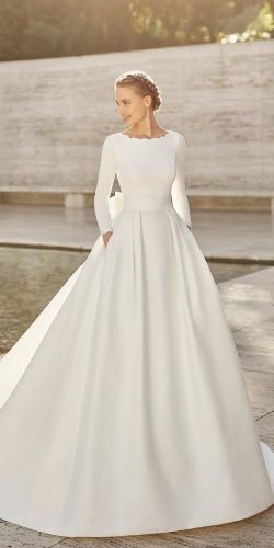 ball gown wedding dresses modest simple with long sleeves train rosa_clara
