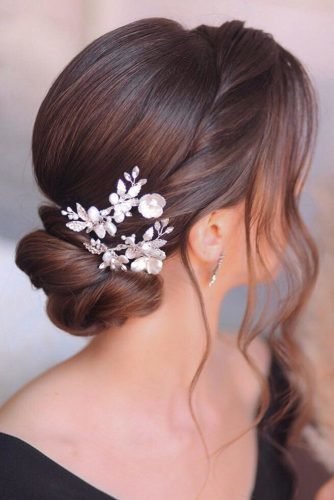 wedding hairstyles for long hair swept updo with hairpin
