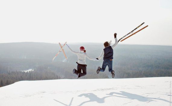фотосессия пары на лыжах